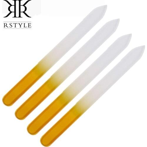 ROSALIND YELLOW Nail Files 4PCS/Lot Durable Crystal Glass File Buffer Manicure Tools Device Nail Art Decorations Tool