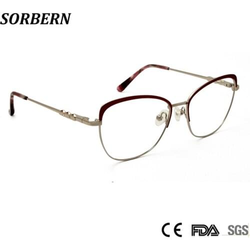 SORBERN Alloy Prescription Optical Glasses Frames Brand Designer Women Men Square Eyeglasses New Metal Eyewear Spectacles