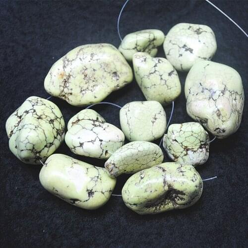 6pcs light green howlite stone beads irregular shape stone chips size 20-30mm diy beads findings top selling items