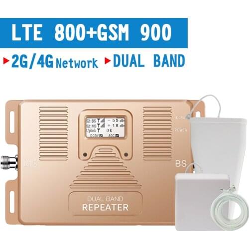 Walokcon 4G LTE 800 GSM 900 Mobile Signal Repeater LCD Display Signal Booster 900 800mhz 4G LTE Amplifier LCD Display 70dB Gain