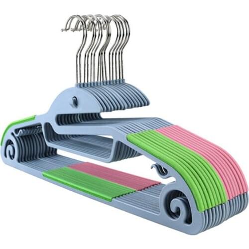 10 pcs/lot 41.5cm Anti-skid Plastic Clothes Hangers Seamless Clothing Rack Perfect for Clothes Pants Scarves Towel Dress Pajamas