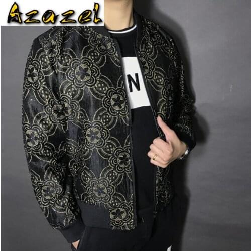 2020 Spring New Fashion Plus Size Coat mens Sequined Jacket Long Sleeve Stand Collar Slim Casual 4 Color tide Men Punk Jacket