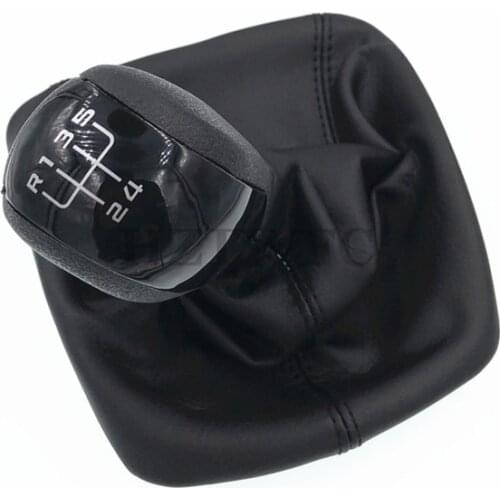 High Quality New 5 Speed Car Gear Shift Knob With Black Leather Boot For Skoda Octavia 2 A5 2004-2010