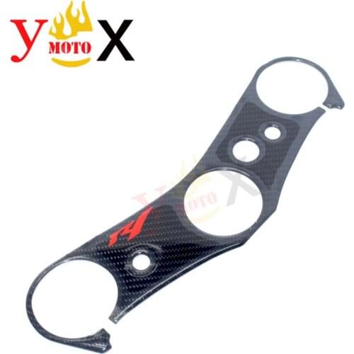YZF-R1 Motorcycle Carbon Fiber Fork End Triple Tree Top Clamp Steering Sticker Decal Pad Cover For Yamaha YZF R1 2007-2008
