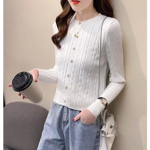 Womens Sweater 2021 Long Sleeve Top Pull Femme Vintage Slim Screw Knitted Sweter Mujer Spring Autumn New Fashion Women Pullover