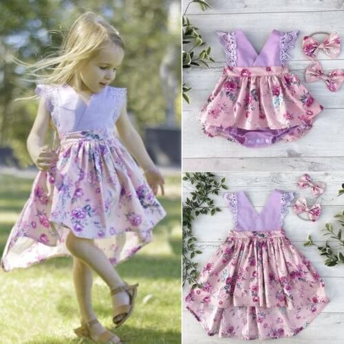 2020 Brand New Newborn Baby Girl Matching Set Flower Lace Romper Bodysuit Jumpsuit Tutu Dress Outfit Clothes Sleeveless Outfits