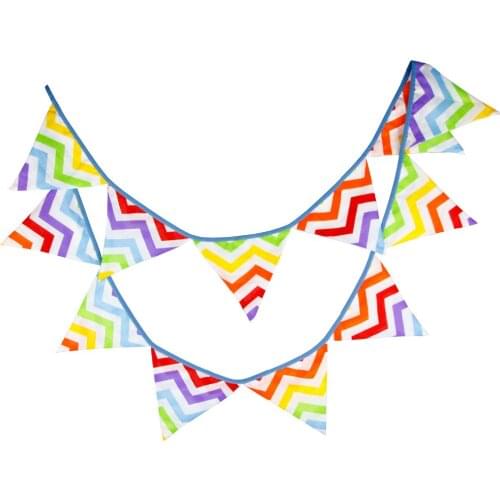 3.2M Rainbow Wave Fabric Bunting Flags Handmade Party Decoration Banner Home Shop Garland