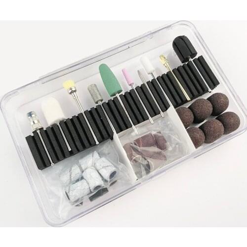 32Pcs Manicure Tool Kit Nail Drill Bits Set Rotary Polishing Sanding Caps Pedicure File Salon Electric Nail Drill Accessories