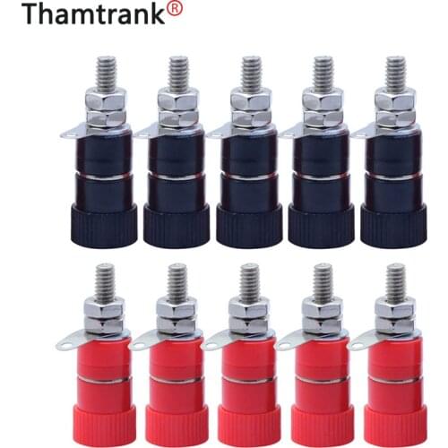 4mm Banana Socket Nickel Plated Binding Post Nut Banana Plug Jack Connector Red + Black