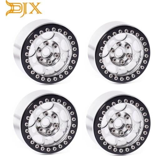4PCS Metal 1.9" Beadlock Wheel Rims for 1/10 Scale Rc Crawler Traxxas TRX-4 Axial Scx10 II D90 Tamiya CC01 D110(Sliver+Black)