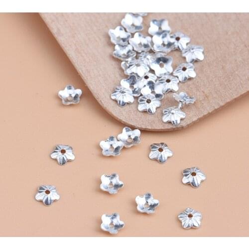 10pcsHandmade diy beaded material accessories S925 pure silver floral receptacle spacer piece, crystal bracelet flower hat beade