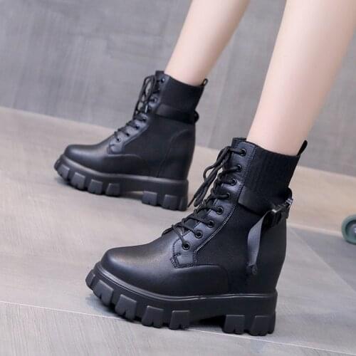 Ankle Boots for Women 2021 Autumn Motorcycle Boots Thick Heel PlatfoAnkle Brm Shoes Woman Slip on Round Toe Fashion Boots 35-40