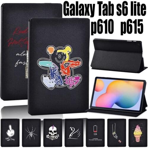 Tabler Case for Samsung Galaxy Tab S6 Lite P610/P615 10.4" Printed Pattern Tablet Holder Leather Case + Free Stylus