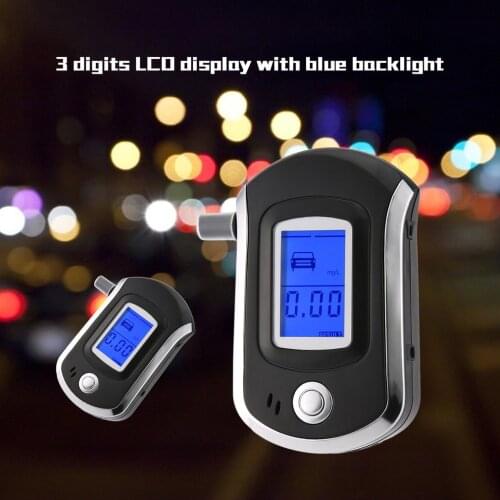 Digital Alcohol Tester Backlight Alcohol Breath Tester Breathalyzer Analyzer LCD Detector Backlight Light With 5 Mouthpiece