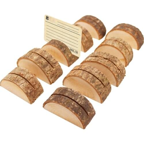 MagiDeal Rustic Wood Base Holder Table Name Card Holder Note Photo Message Clip for name or number place card photo picture