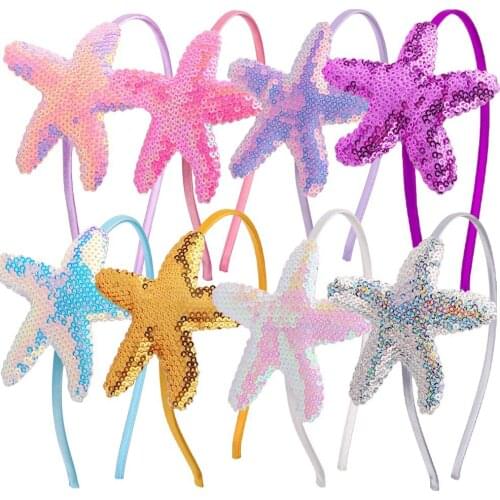 New Childrens Sequined Explosive Cartoon Sweet Headband Custom Starfish Shell Scale Sequin Cat Ear Jewelry Accessories Headwear