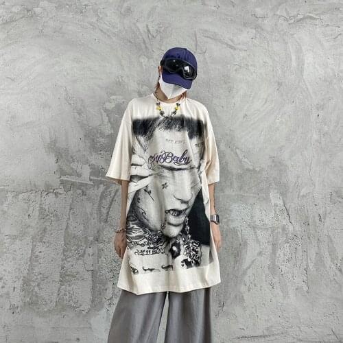 Mens T shirt Hip Hop Streetwear Harajuku T-shirt Oversized Summer Cotton Casual Tshirt Short Sleeve Loose Tops For mens Tops