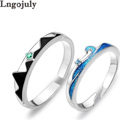 Hot Sale 100% 925 Sterling Silver Couple Rings Rainforest Plantain Green Leaves Cool Sweet Romantic Style Rings For Lovers