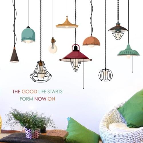 Creative Chandelier Wall Stickers for Bedroom Living room Dining room Kitchen Home Decor Drooping Lamp Vinyl Wall Decals Murals