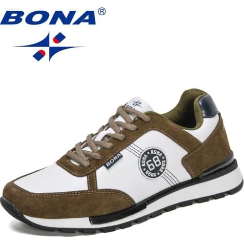 BONA 2021 New Designers Comfortable Casual Men Shoes Outdoor Trendy Flats Shoes Man Outdoor Leisure Sneakers Mansculino Comfy