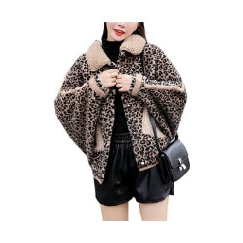 Coat Woman Short Jacket Autumn and Winter Fashion Loose The Bat Sleeve Lapel Casual Jacket Woman Fleece Jacket Women