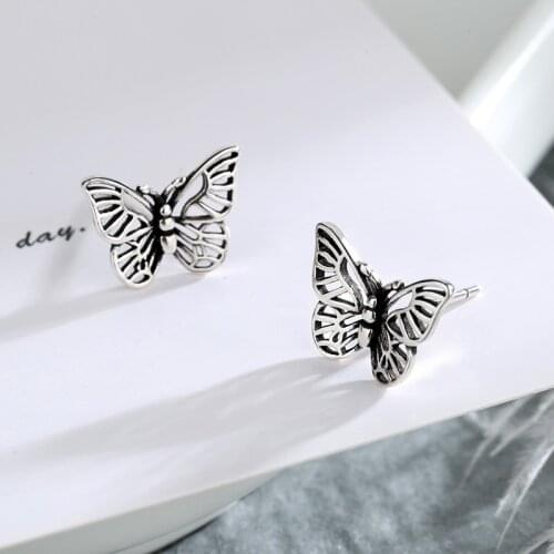 Luckydays Vintage Hollow Butterfly Earrings Elegant Small Metal Butterfly Stud Earrings Women Fashion Jewelry Accessories New