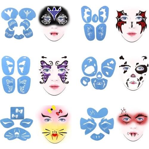 MagiDeal Reusable Plastic Face Body Art Painting Stencils Tattoo Template Accessories for Men Women Party Makeup