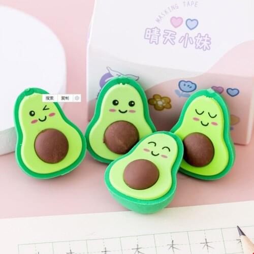 Cartoon 3D Avocado Pencil Eraser,Rubber Novelty Kids Student Learning Office New Stationery