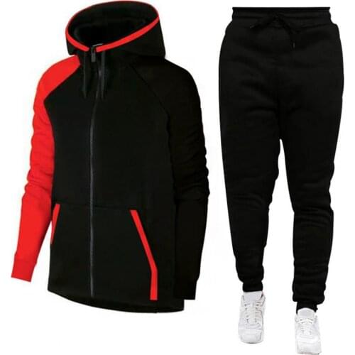 Men Hoodie Sweatsuit Plus Velvet Long Sleeve Casual Full Zip Jogger Outfit Set for Men Fitness Sportswear Tracksuits Plus Size