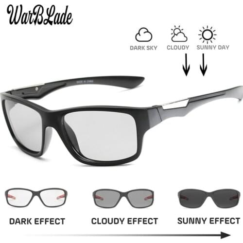 2019 Men Polarized Chameleon Discoloration Sun Glasses Photochromic Sunglasses Outdoors UV400 Square Driving Goggles Accessories