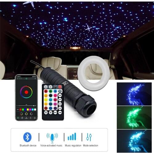DC12V 6W RGB Car Roof Star Lights LED Fiber Optic Star Ceiling Light Kits 2M 0.75mm 150-300pcs Optical Fiber With RF APP Control