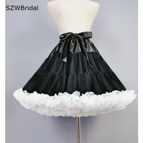 New Arrival Tulle Black Underskirt Petticoat Jupon mariage Vestidos Enaguas White Edge Tutu Petticoats Accesorios para boda