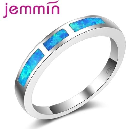 Top Quality Fashion Ring New Brand 925 Silver Fashion Jewelry Blue Opal Rings for Women Opal Jewelry USA Size Dropship