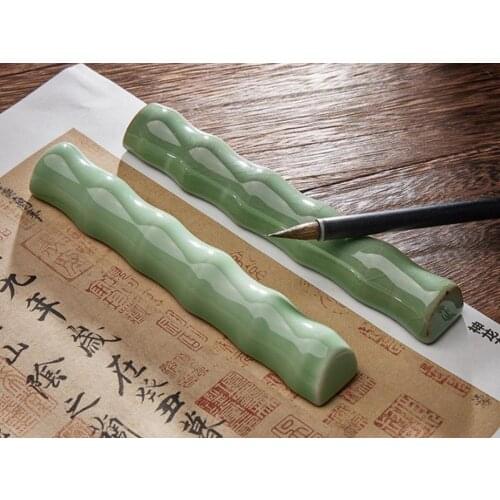 A Pair Celadon Paperweights Brush Rest Calligraphy Painting Sumi-e Tool