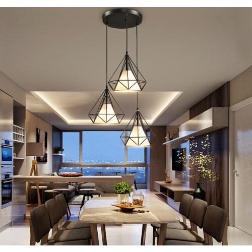 Nordic 3 heads Pendant Light Retro Industrial Metal Cage Ceiling Hanging Lighting Fixtures Modern Home Living Room Lamp Shade