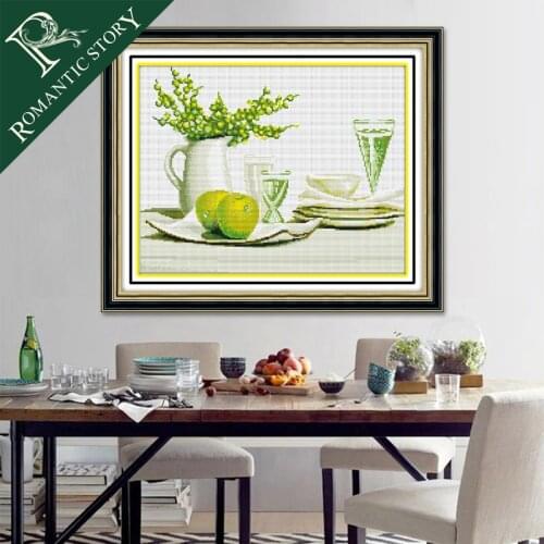 Romantic Story Needlework Cross Stitch DIY 11CT Printing Cross-Stitch Sets For Embroidery Kits Simple and Elegant static fruit