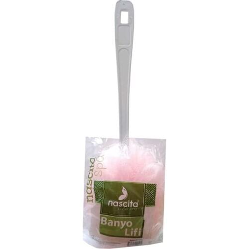 Bath Shower Fiber Handle Pink