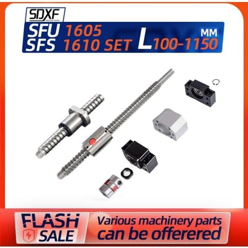 One set, ball screw Straight nut/SFS nut, SFU1605/1610 + BKBF12 + DSG16H, + XB25 * 30 coupling, factory direct sales