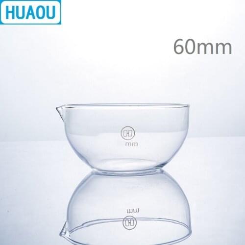 HUAOU 60mm Evaporating Dish Flat Bottom with Spout Borosilicate 3.3 Glass Laboratory Chemistry Equipment