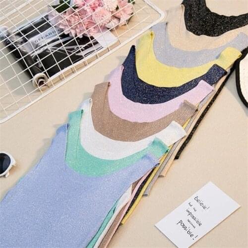 New tank tops Knitted T shirt 2019 summer solid Top Vest crop tops Camisole Women White multicolors Fitness Femme loose tops