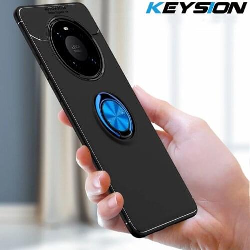 KEYSION Shockproof Case for Huawei Mate 40 Pro 5G Silicone Ring Stand Phone Back Cover for Huawei Mate 40 Pro + Plus 30 20 Pro