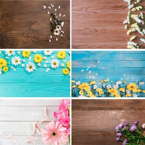 SHENGYONGBAO Vinyl Custom Photography Backdrops Flower and Wooden Planks Theme Photography Background 200212SU-002
