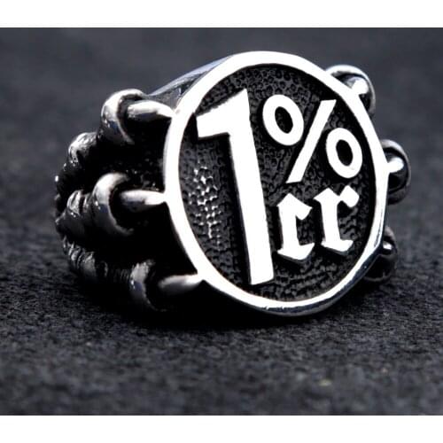 Vintage Eagle Claw 1%er Signet Ring Dragon Claw Punk Biker Men Ring Fashion Heavy Metal Stainless Steel Jewelry Accessories