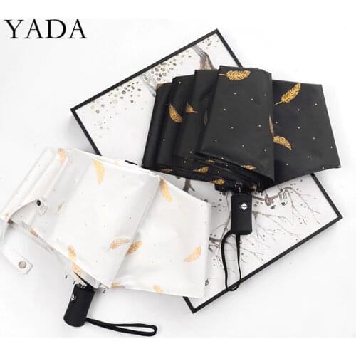 YADA 2020 INS Charms Flower Folding Automatic Umbrella For Women Girl UV Rainproof Umbrella Parasol Rain Sun Umbrellas YD200116