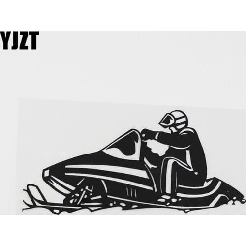 YJZT 16.3CMX7.8CM Winter Sports Snowmobile Race Decal Vinyl Car Sticker Black/Silver 8A-0283