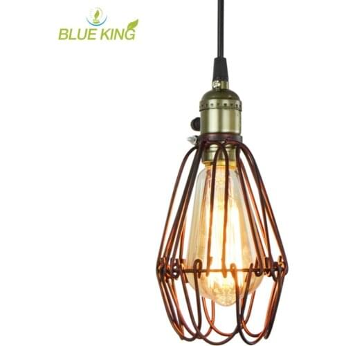 Retro Iron Pendant Light Cage DIY Industrial Classic Black Nordic edison Pendant Lamp Lamparas with metal Lampshade black/brown