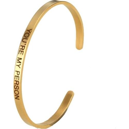 Engraved Words YOU'ARE MY PERSON Women Bangle Rose Gold Stainless Steel Bracelets Jewelry Girlfriend Valentines Day Gifts