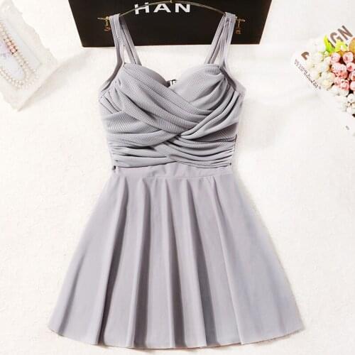 2021 Women Solid One Piece Swimwear Push Up Swimsuit Sexy Swim Beach Dress Female Swimming Beachwear Padded Bathing Suit