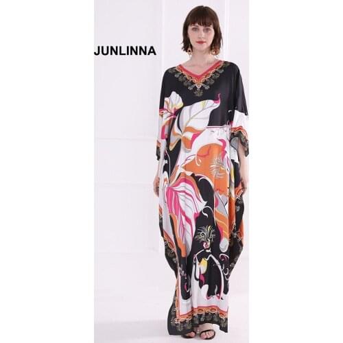Loose Dress 2021 Summer New Women Printing Dresses V Neck Batwing Sleeve Lady Casual Dress