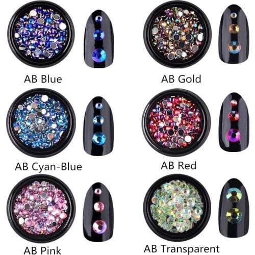 1 Box Mix Colorful Acrylic Nail Art Glitter AB Rhinestone DIY 3D Crystal Nails Decorations Manicure Tools Accessories